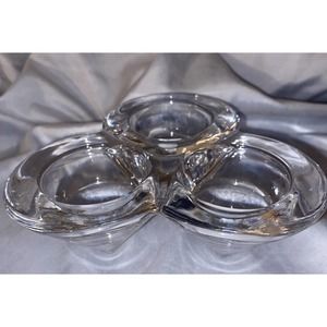 Glass Diamond Trio Tealight Votive Candle Holders Excellent Condition